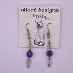 NWT Hand-Made Amethyst, Rose Quartz, Beads, and Sterling Silver Earrings